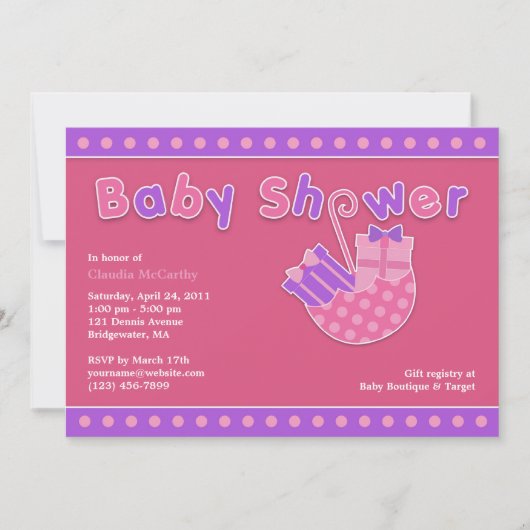 Invitation Plate Pink baby shower (Devant)