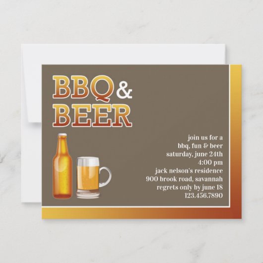 Invitation plate pour une fête BBQ & Bière (Devant)
