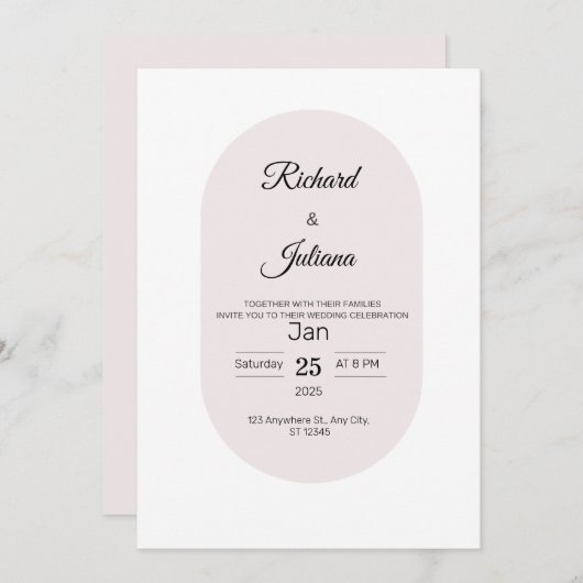 Invitation plate, taille: 13 cm x 18 cm, Papier: M (Devant / Derrière)