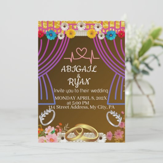 Invitation plate, taille: 5" x 7", Papier: Mat, En (Debout devant)