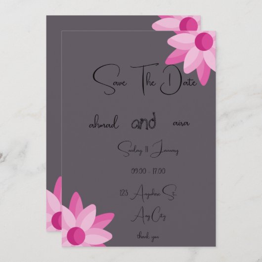 Invitation plate, Taille : 5" x 7", Papier : Matte (Devant / Derrière)