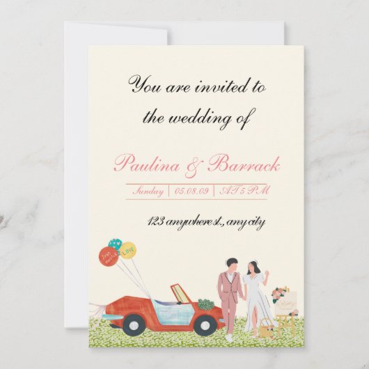 Invitation plate, Taille : 5" x 7", Papier : Matte (Devant)