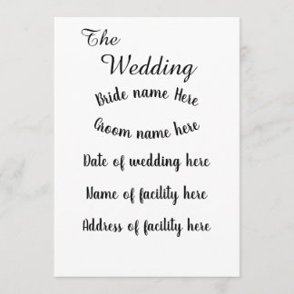 Invitation plate, Taille : 5" x 7", Papier : Matte