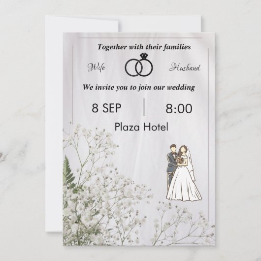 Invitation plate, Taille : 5" x 7", Papier : Matte (Devant)