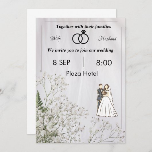 Invitation plate, Taille : 5" x 7", Papier : Matte (Devant / Derrière)