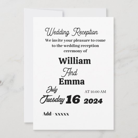 Invitation plate, Taille : 5" x 7", Papier : Matte (Devant)