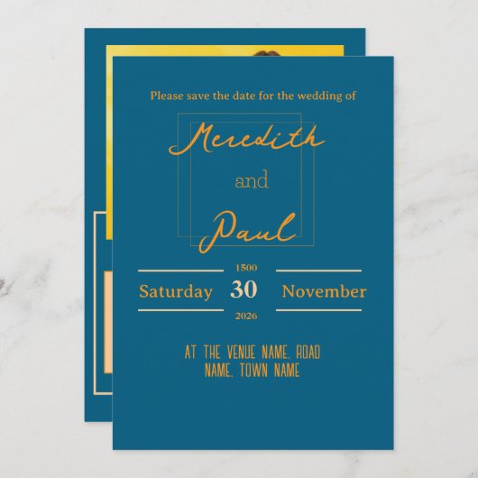 Invitation plate, Taille : 5" x 7", Papier : Signa (Devant / Derrière)