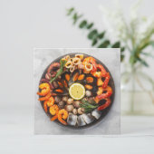 Invitation Plateau de fruits de mer en texte personnalisé (Debout devant)