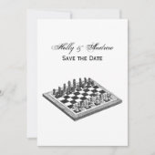 Invitation Plateau de Jeu d'Échecs et Pièces d'Échecs Art Vin (Devant)