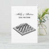 Invitation Plateau de Jeu d'Échecs et Pièces d'Échecs Art Vin (Debout devant)