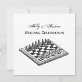 Invitation Plateau de Jeu d'Échecs et Pièces d'Échecs Art Vin (Devant)