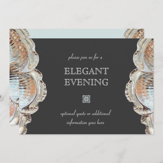 Invitation Plateau de service en argent pour repas formel (Devant / Derrière)