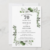 Invitation Platine 70e anniversaire Mariage Monogramme Floral (Devant)