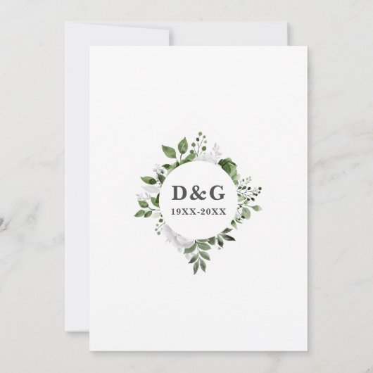 Invitation Platine 70e anniversaire Mariage Monogramme Floral (Dos)