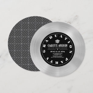 Invitation Platine Disque/Vinyl Record Graduation Party