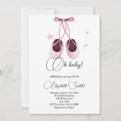 Invitation Plats de ballet rose, baby shower étoiles mignonne (Devant)