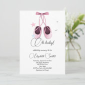 Invitation Plats de ballet rose, baby shower étoiles mignonne (Debout devant)
