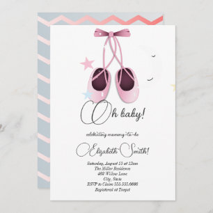 Invitation Plats de ballet rose, baby shower étoiles mignonne