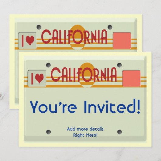 Invitation Plats de la Californie (Devant / Derrière)