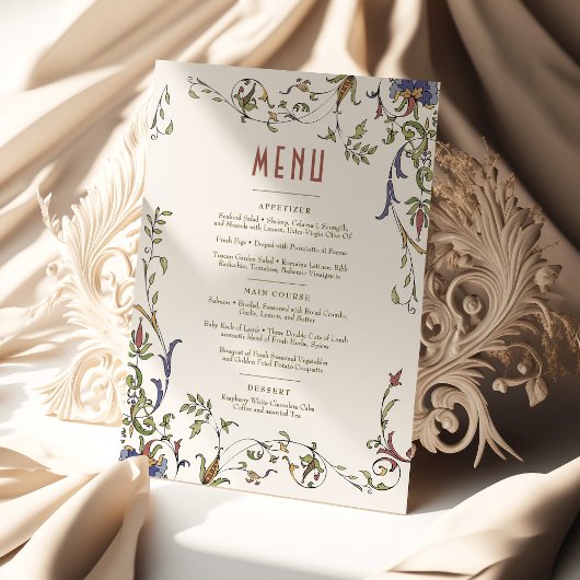 Invitation Plats victoriens Menu Mariage personnalisable
