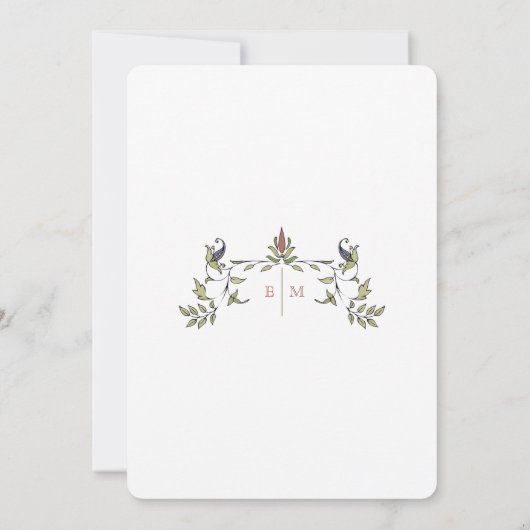 Invitation Plats victoriens Menu Mariage personnalisable (Dos)