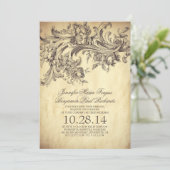 Invitation Plats vintages Elégante et Mariage de luxe (Debout devant)