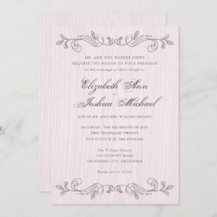 Invitation Plats Vintages rose et gris Mariage