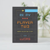 Invitation "Player Two" Gamer Classroom Valentine's Day Card (Debout devant)