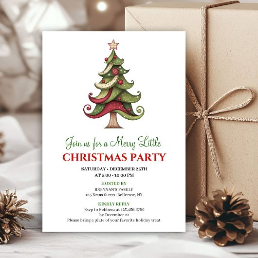 Invitation Playful artistic Christmas tree holiday party