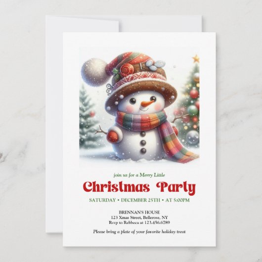 Invitation Playful cartoon snowman invite festive fun digital (Devant)