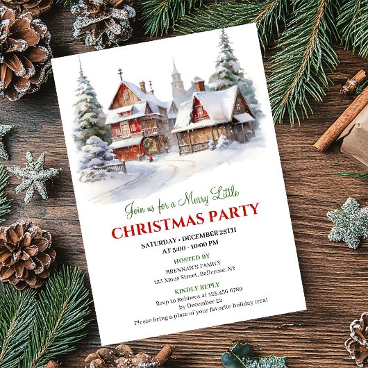 Invitation Playful Christmas scene cozy festive city invites