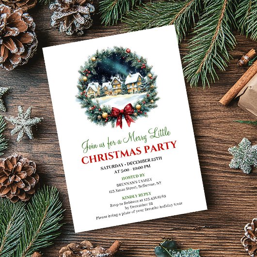 Invitation Playful Christmas Scene Watercolor Party Invites