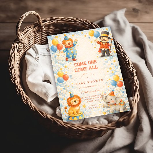Invitation Playful Circus Friends Baby Shower