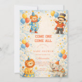 Invitation Playful Circus Friends Baby Shower (Devant)