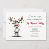 Invitation Playful funny reindeer Christmas party invite (Devant)