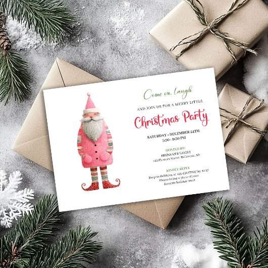 Invitation Playful Funny Santa Editable Holiday Party Invites