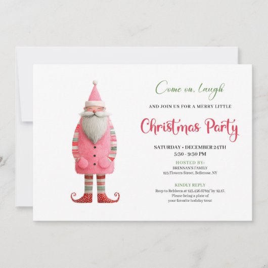 Invitation Playful Funny Santa Editable Holiday Party Invites (Devant)