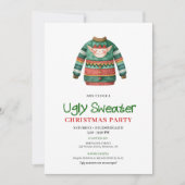 Invitation Playful Funny Ugly Sweater Xmas Party Card (Devant)