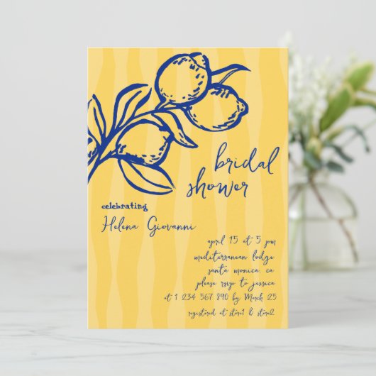 Invitation Playful Italian Handwritten Lemon Bridal Shower (Debout devant)