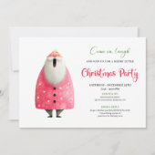 Invitation Playful quirky pink santa Christmas invite (Devant)