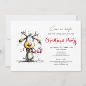 Invitation Playful quirky reindeer Christmas party invite (Devant)