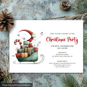 Invitation Playful Quirky Santa Watercolor Holiday Invite