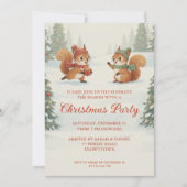 Invitation Playful Squirrels in Christmas Winter Forest (Devant)