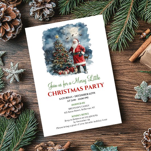 Invitation Playful Watercolor Christmas Scene Holiday Invite