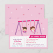 Invitation Playground Swing Girls Anniversaire fêtes Invitati (Devant / Derrière)