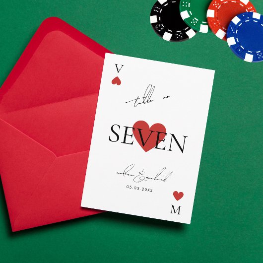 Invitation Playing Card Casino Vegas Wedding Table Number