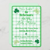 Invitation Playing Lucky Mahjong Watercolor Shamrocks (Devant / Derrière)