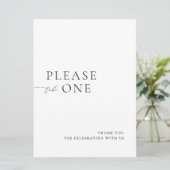 Invitation Please Take One Minimalist Wedding Favor Sign (Debout devant)