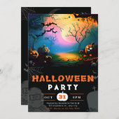 Invitation Pleine lune à lanterne Jack-O' effrayant Halloween (Devant / Derrière)