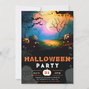 Invitation Pleine lune à lanterne Jack-O' effrayant Halloween